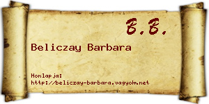 Beliczay Barbara névjegykártya